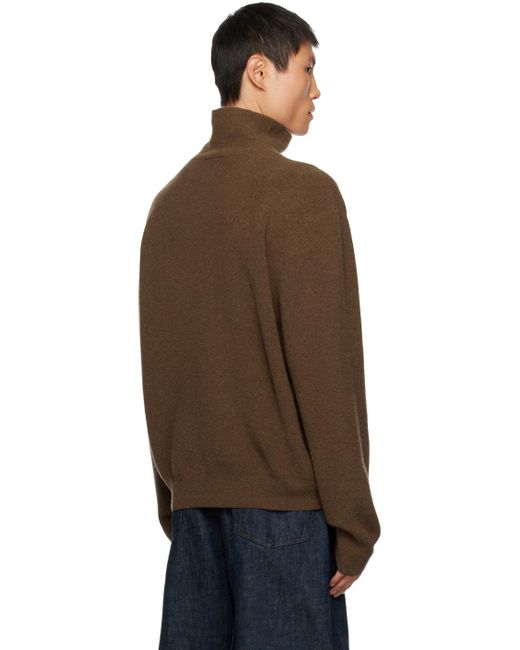 Lemaire Brown Relaxed Turtleneck for men