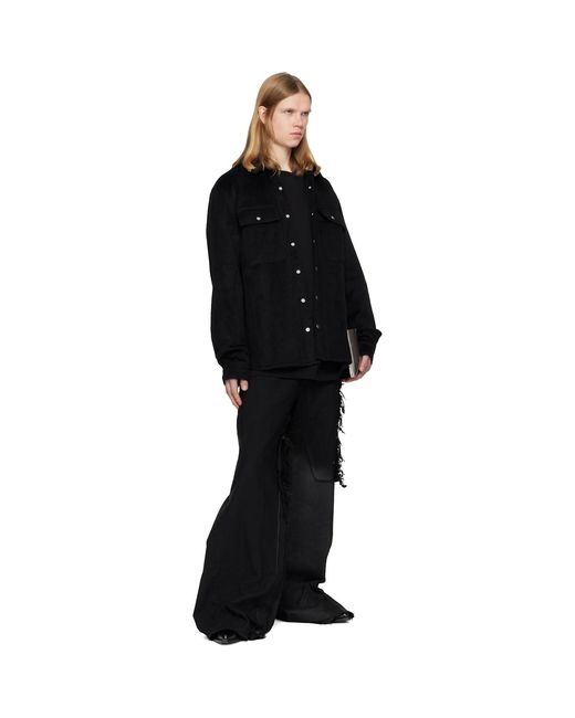 Det Blev Sent Black Alpaca Wool Shirt for men