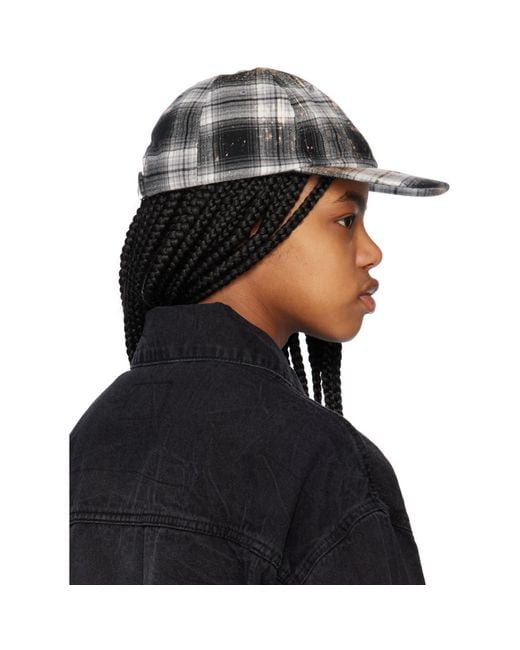we11done Black Bleach Check Cap
