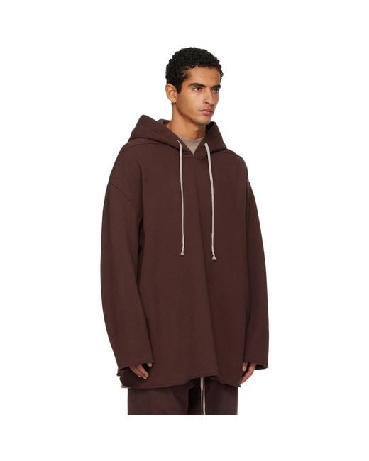 Rick Owens Brown Burgundy Concordians Peter Hoodie for men