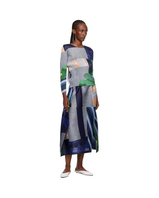 Pleats Please Issey Miyake Blue City Collage T-Shirt