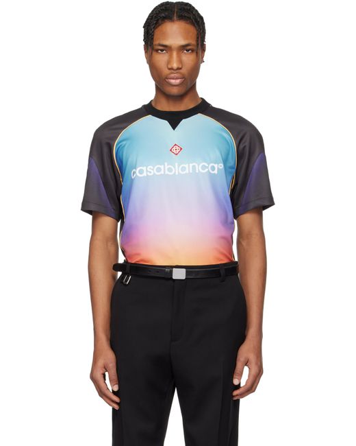メンズ Casablanca マルチカラー Football グラデーション Tシャツ Black