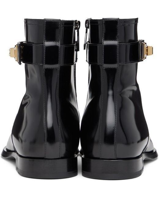 Dolce & Gabbana Black Giotto Brushed Leather Ankle Boots for men