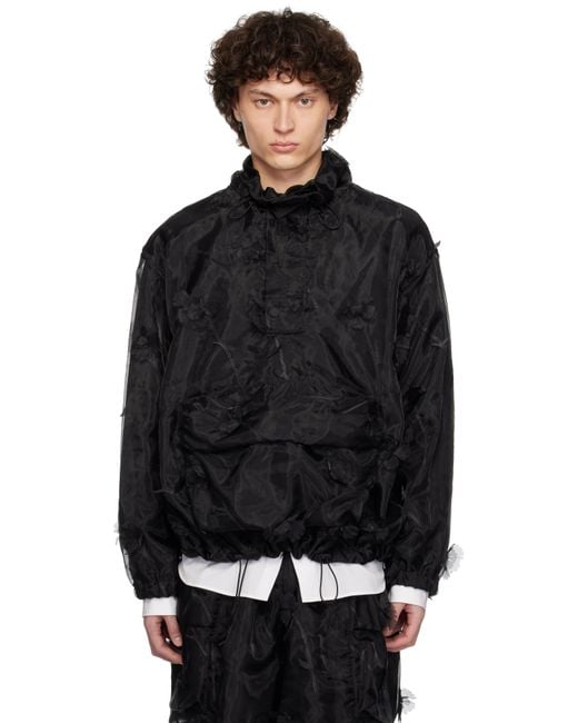 Simone Rocha Black Carnation Organza Cagoule Jacket for men