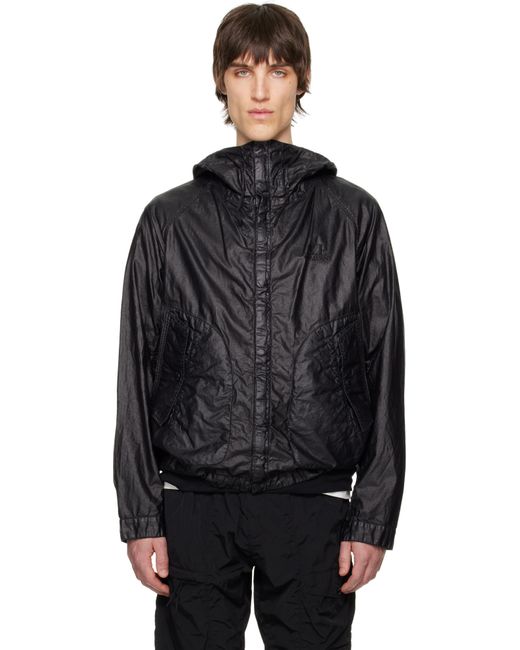 C P Company Black Lino Wax Goggle Jacket for men