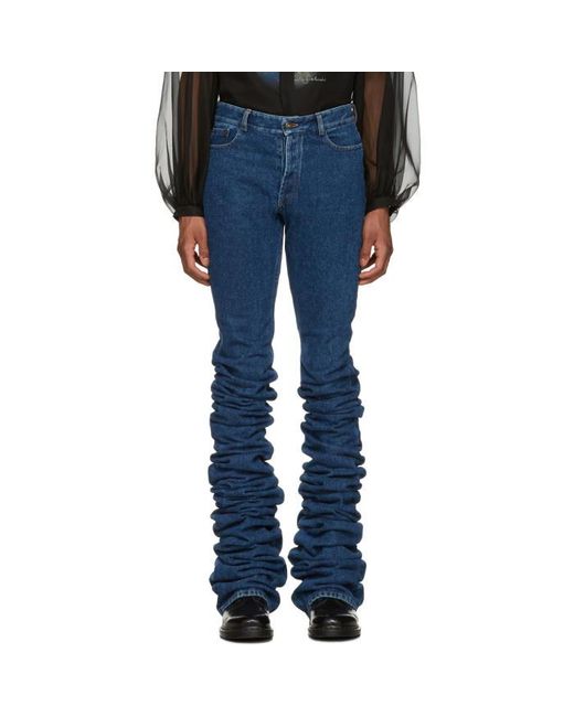 Y. Project Navy Long Fold Jeans in Blue Men | Lyst