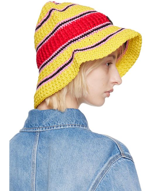 Stella McCartney Blue Yellow Logo Bucket Hat