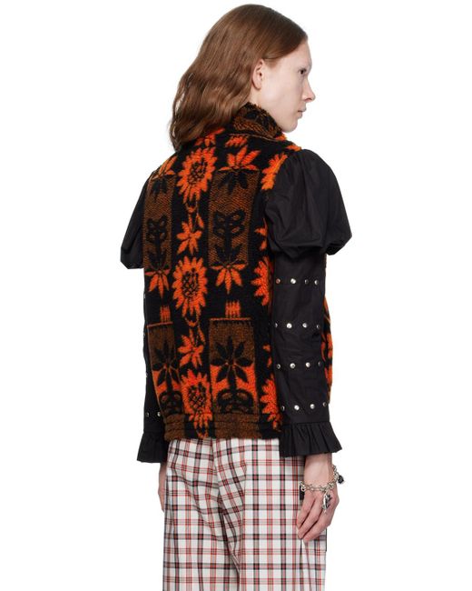 Chopova Lowena Red Orange & Black Sunflower Vest