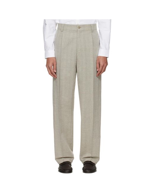 HUGO Gray Modern-Fit Herringbone Weave Trousers for men
