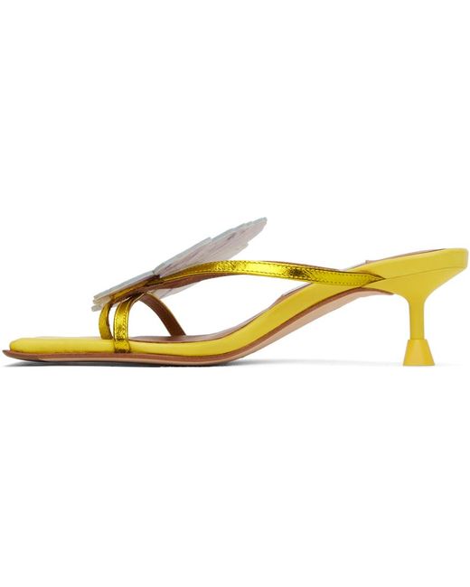 Sandales à petit talon lourdes jaunes Miista en coloris Black
