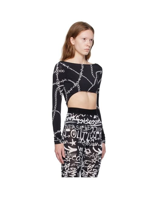 Versace Jeans Couture Black Printed Bodysuit