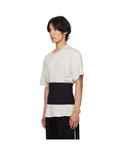 Mugler White Taupe & Boxy Corset T-Shirt for men