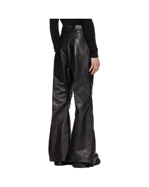 Rick Owens Black Tower Bolan Bootcut Leather Pants for men