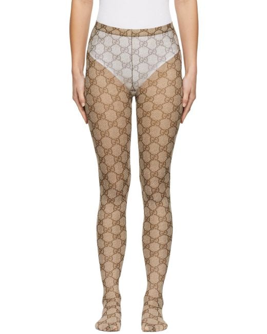 Gucci GG Knit Tights in Natural