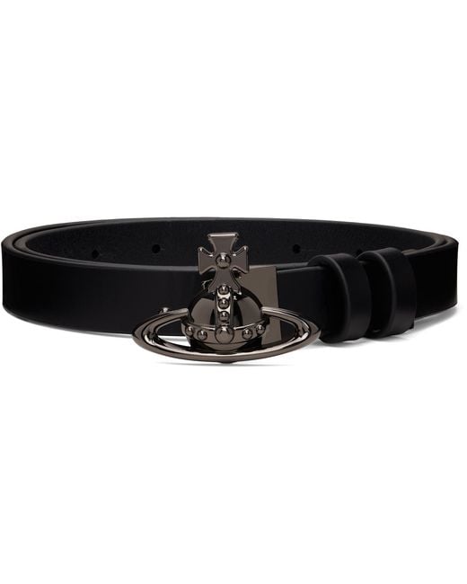 Vivienne Westwood Black Small Orb Buckle Belt for men