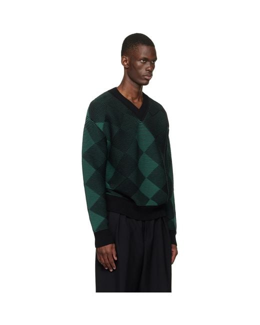 Dries Van Noten Black Argyle Sweater for men