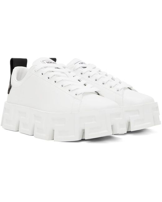 Versace Black White Greca Portico Strap Sneakers for men