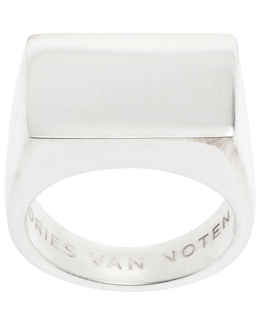 Dries Van Noten White Signet Ring for men