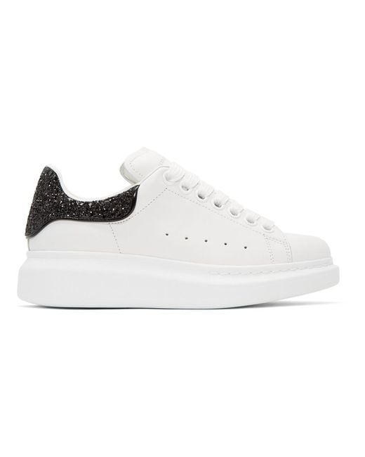 Alexander McQueen White & Black Glitter Oversized Sneakers