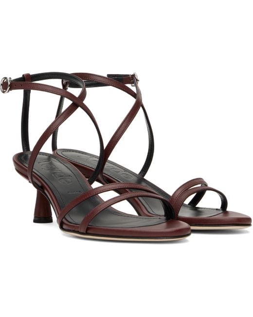 Aeyde Black Burgundy Maeve Leather Heeled Sandals
