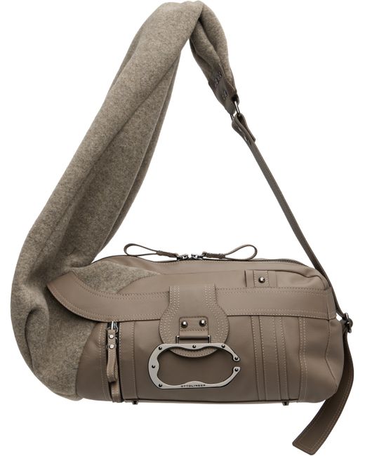 OTTOLINGER Gray Taupe Neoprene Wool Leather Bag