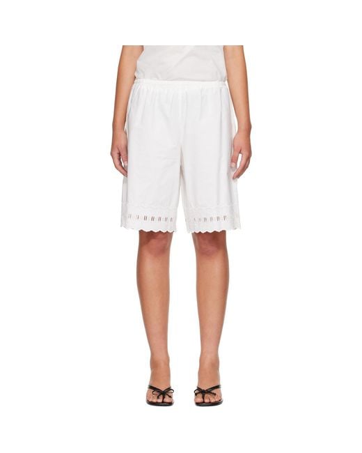 Sandy Liang White Pepita Shorts
