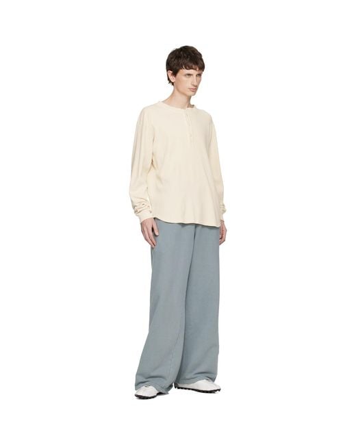 Les Tien White Off- Baseball Hem Henley for men