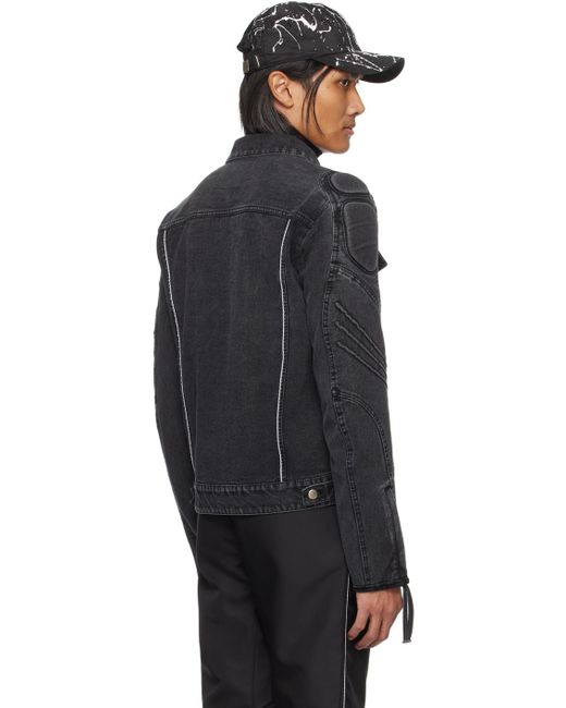 KANGHYUK Black Lock Stitched Denim Jacket for men