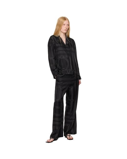 Totême  Black Monogram Silk Shirt