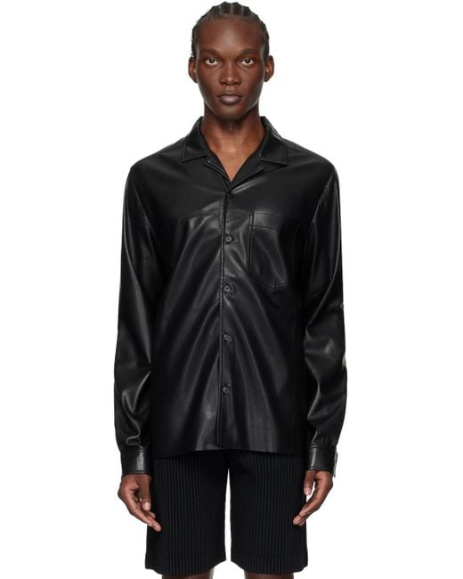 Nanushka Black Duco Vegan Leather Shirt for men