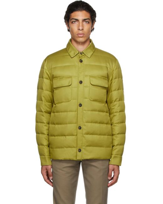 Loro Piana Silk Down Quilted Puffer Jacket in Green for Men - Lyst