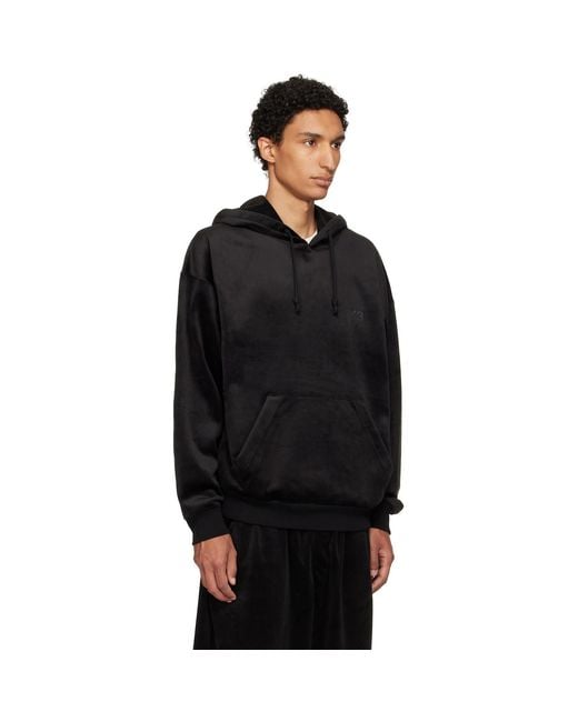 Y-3 Black Velvet Corduroy Hoodie for men