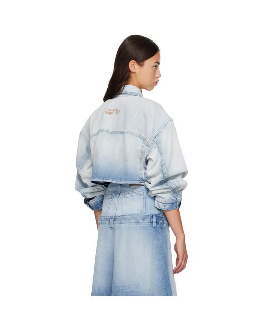 DIESEL Blue Oversized Cropped Trucker Denim Jacket