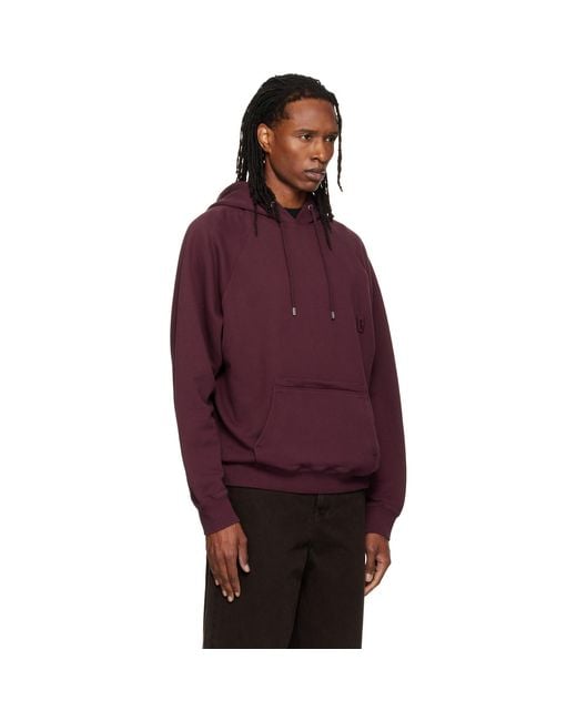 Wooyoungmi Red Burgundy Logo Hoodie for men