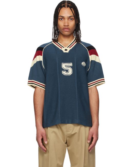 rice nine ten Blue Knitting Game T-Shirt for men