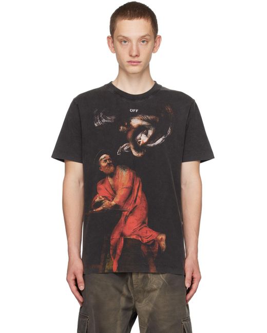 Off-White c/o Virgil Abloh Black Saint Matthew Graphic-print Cotton-jersey T-shirt for men