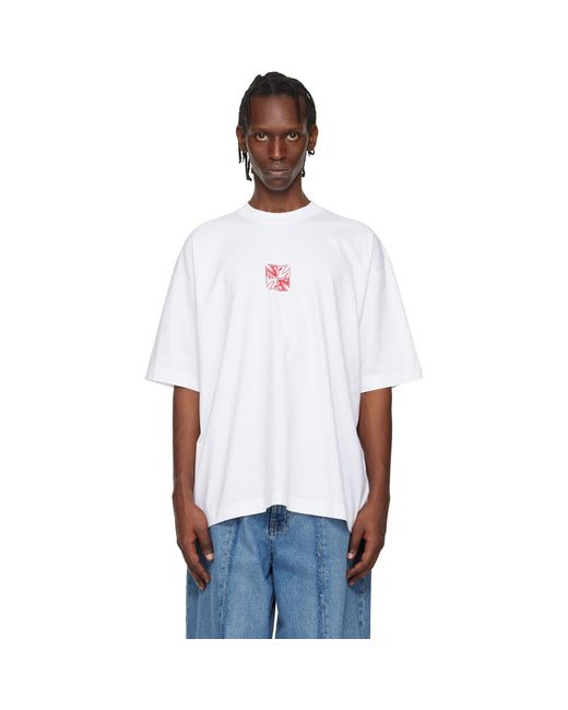 Vetements White Double Biker Cross Logo T-Shirt for men