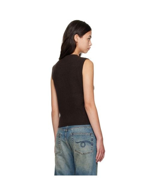R13 Black Ribbed Wrap Around Vest