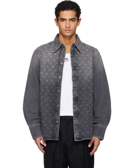 MARINE SERRE Gray Moon Laser Ls Denim Shirt for men