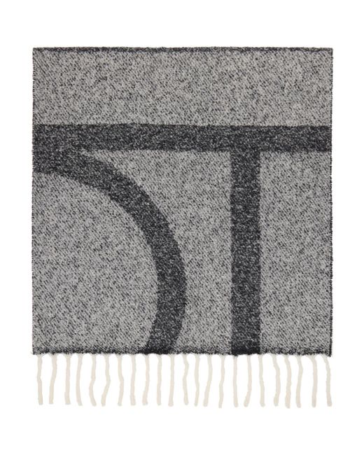 Totême Gray Monogram Jacquard Scarf
