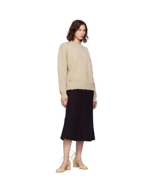 MM6 by Maison Margiela Black Overdyed Reversed Denim Midi Skirt