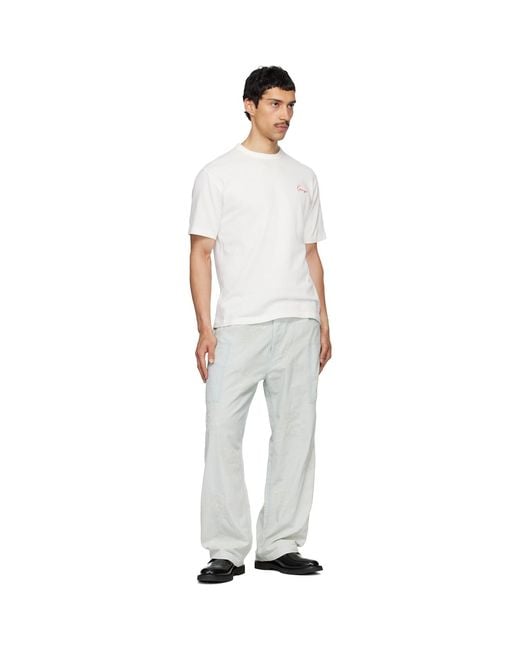 KENZO White Off- Paris Archive Rose' Embroidered T-Shirt for men