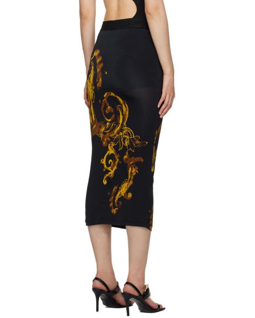 Versace Black Printed Midi Skirt