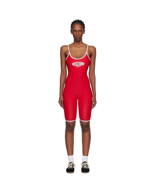 Moschino Red Printed Lycra One-Piece Swimsuit