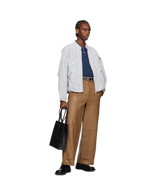 Adererror White Ruched Bomber Jacket for men