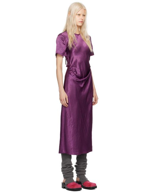 Acne Red Purple Wrap Maxi Dress
