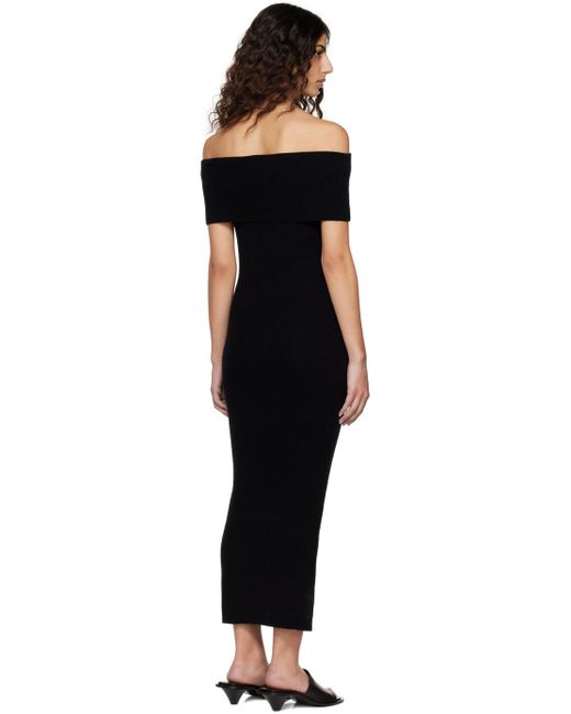 Totême  Toteme Black Off-shoulder Midi Dress