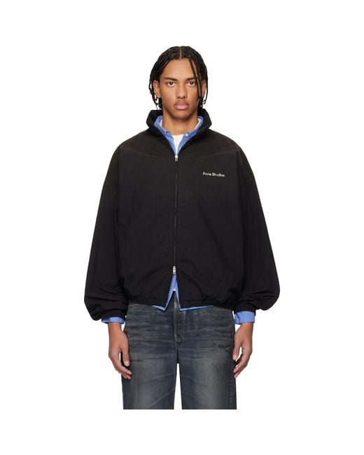 Acne Black Logo Zipper Jacket for men