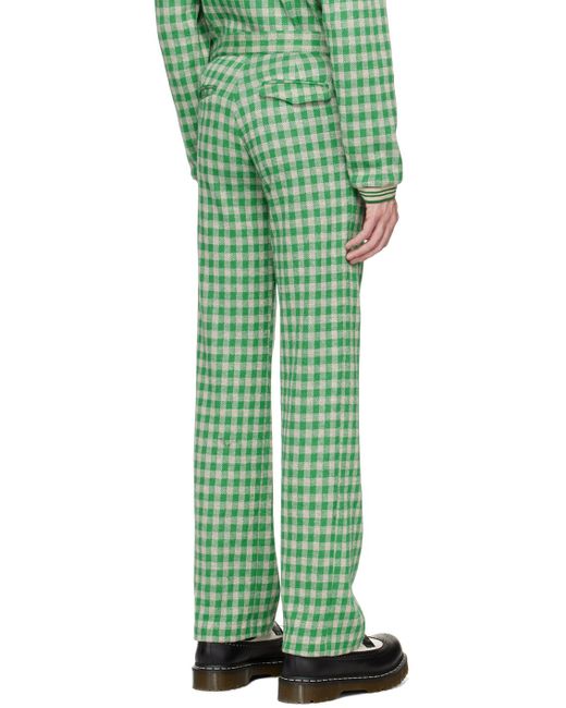 Anna Sui Green Ssense Exclusive Gingham Trousers for men