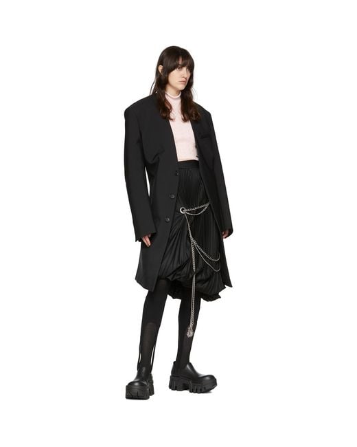 we11done Black Rayon Short Sleeve Turtleneck